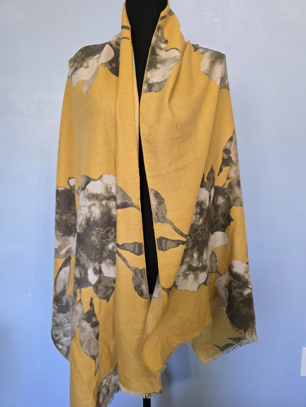 Marcus Adler Women's Mustard Floral Scarf 72" X 28"